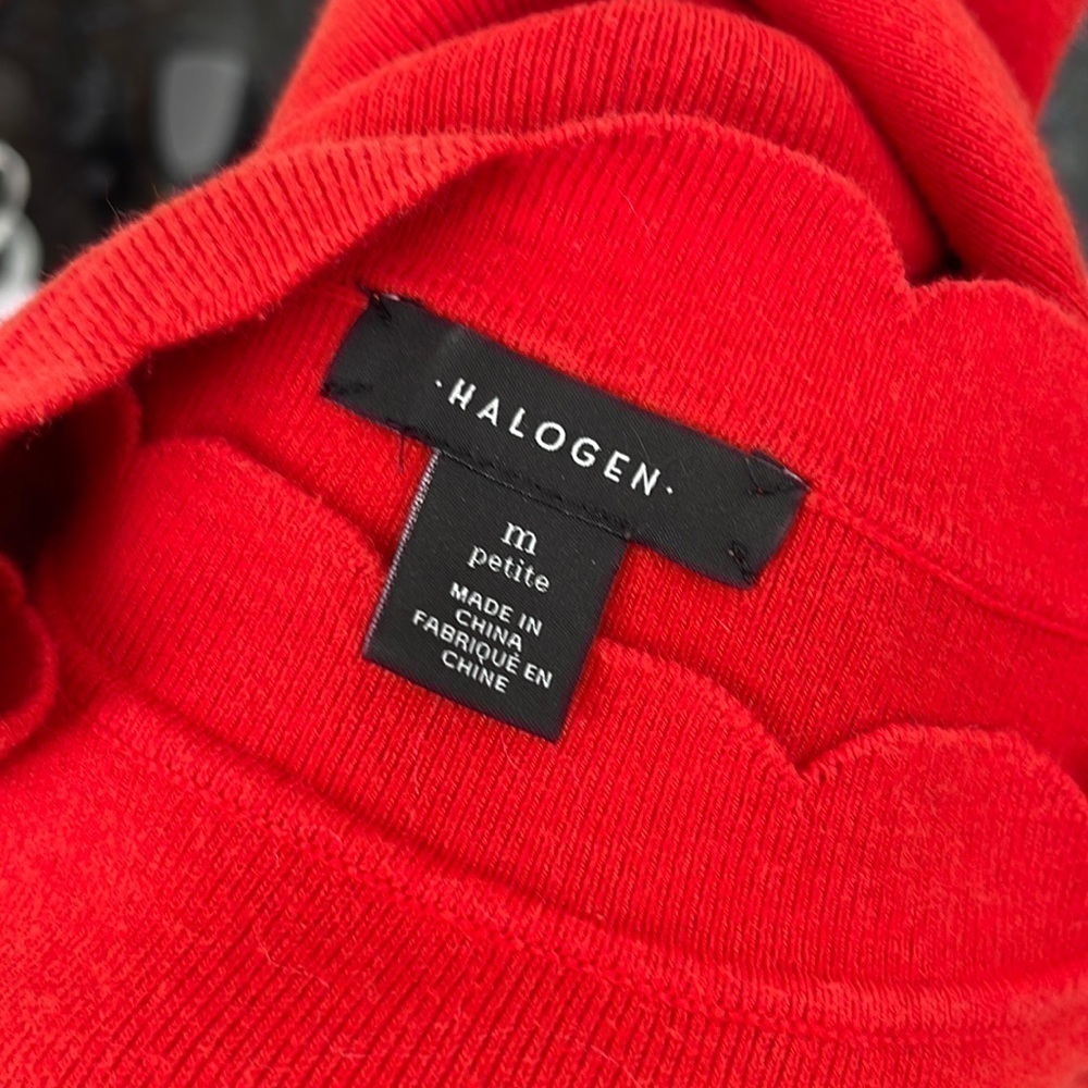 Halogen Size PM Bright Fiery Red Scalloped Sweater - Picture 4 of 8